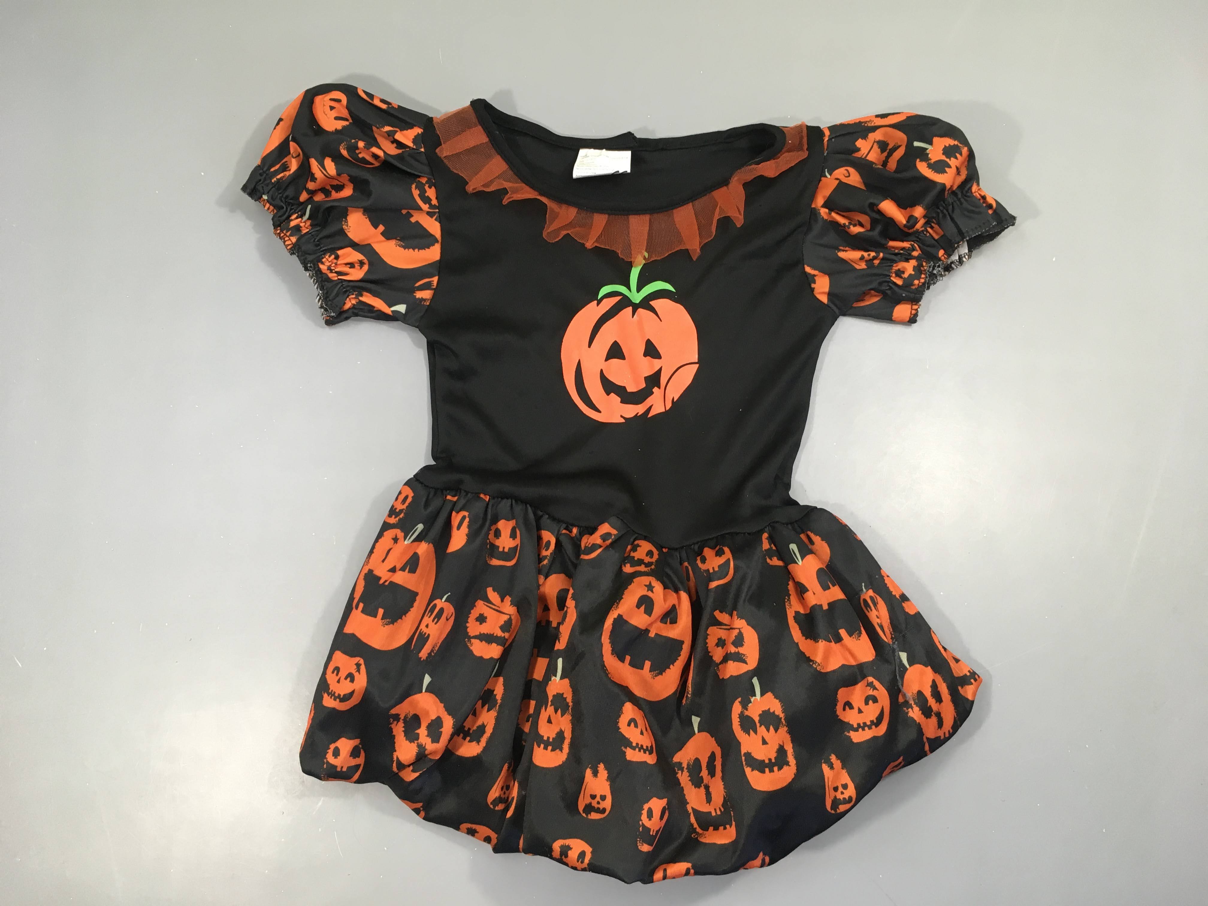 Déguisement Halloween robe/tunique de sorcière m.c noire/orange citrouille