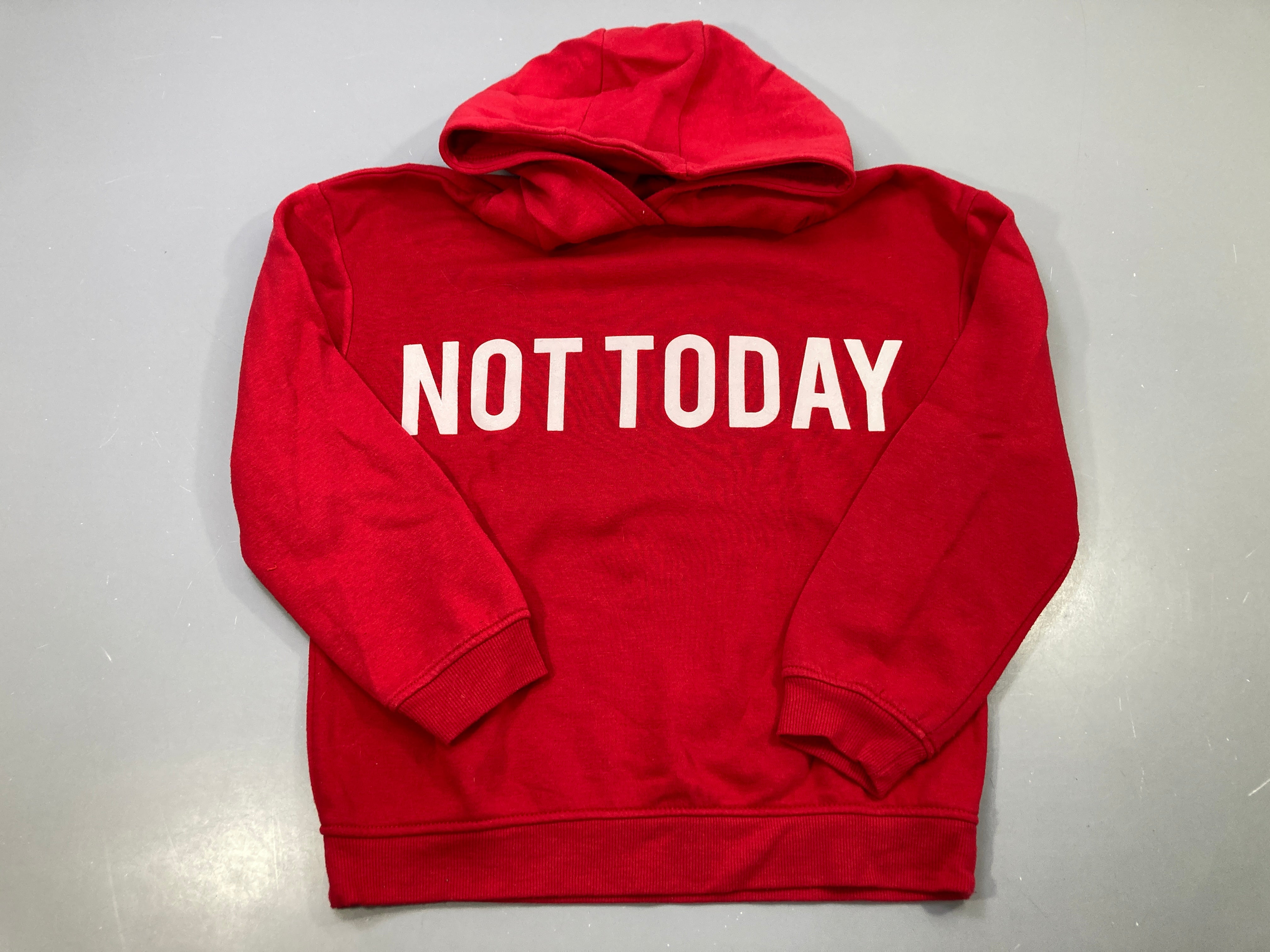 Sweat capuche rouge imprimé Not Today blanc Bouloché