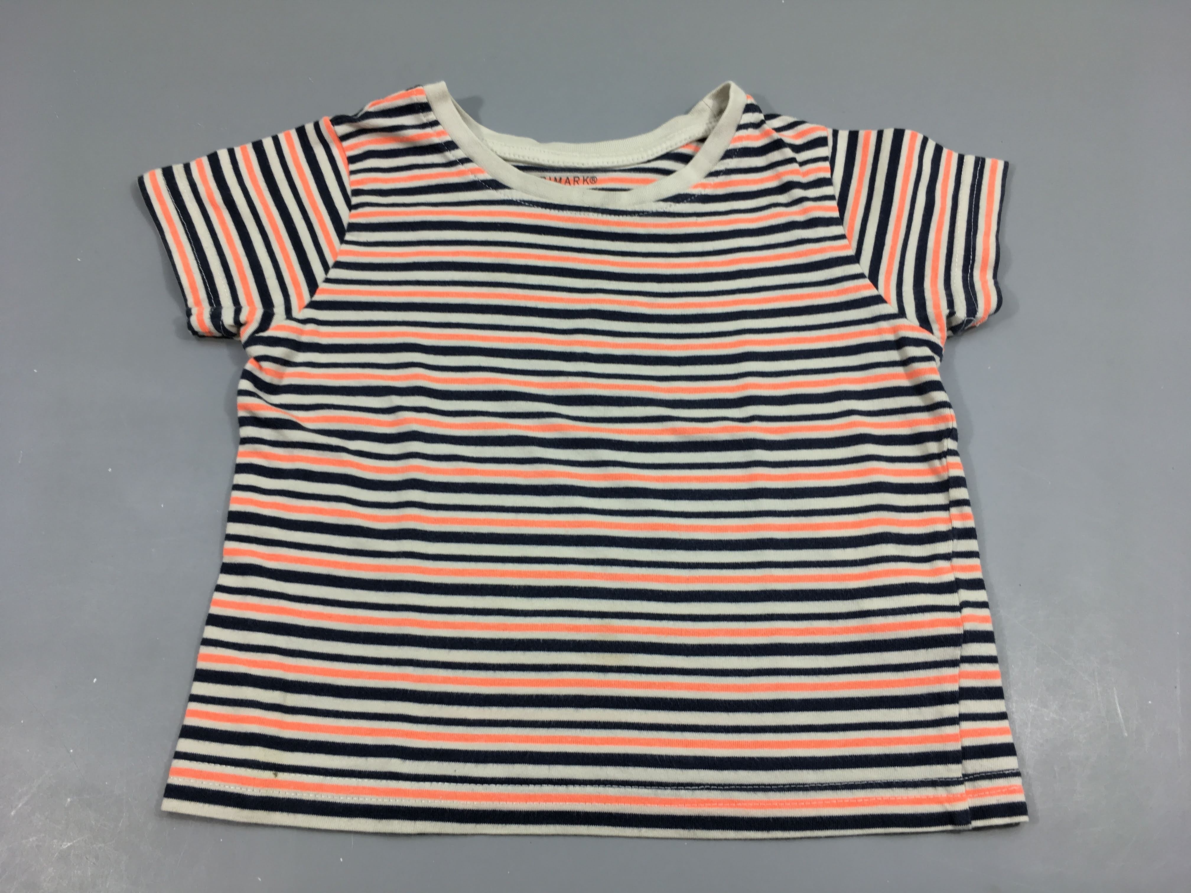 T-shirt m.c rayé beige-bleu foncé-orange
