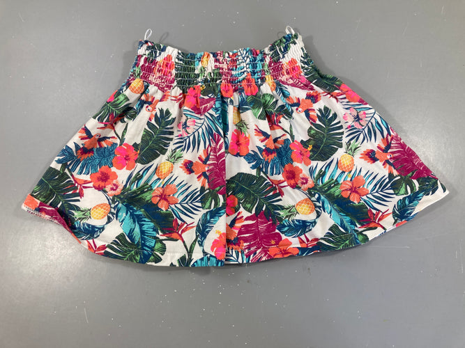 Jupe jersey blanche feuillage oiseaux, moins cher chez Petit Kiwi