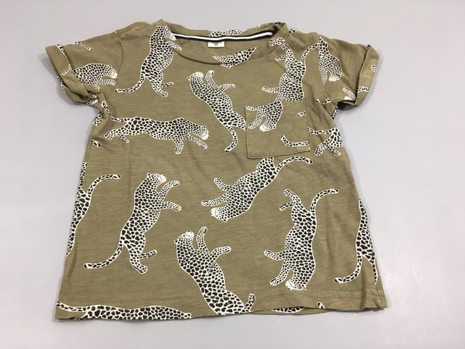 T-shirt m.c kaki  flammé Félins poche, moins cher chez Petit Kiwi