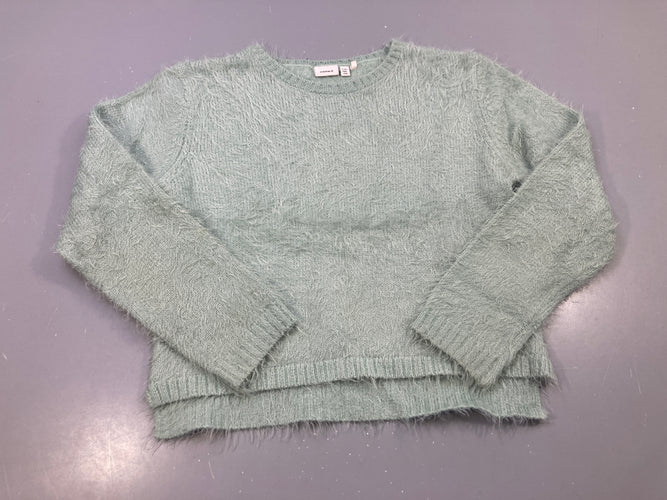 Pull duveteux vert d'eau, moins cher chez Petit Kiwi