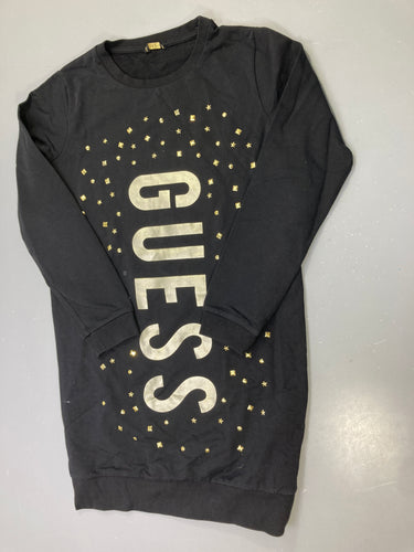 Robe m.l noire sweat, logo Guess doré, clous dorés, moins cher chez Petit Kiwi