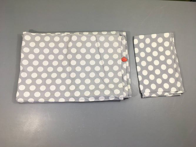Housse de couette + taie gris pois, légèrement décolorée, 10x120cm, moins cher chez Petit Kiwi