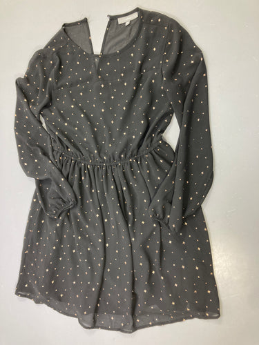 Robe m.l noire voile étoiles dorées, taille élastique Un strass décollé, moins cher chez Petit Kiwi