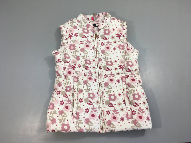 Bodywarmer blanc fleuri, moins cher chez Petit Kiwi