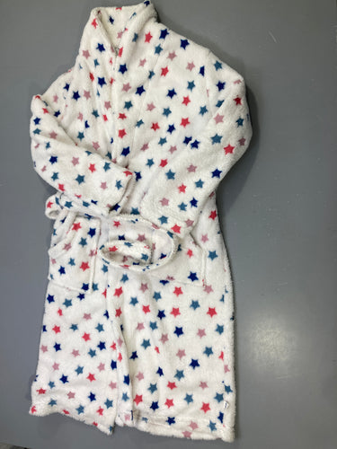 Peignoir polaire blanc étoiles rose, bleu et marine, ceinture, moins cher chez Petit Kiwi