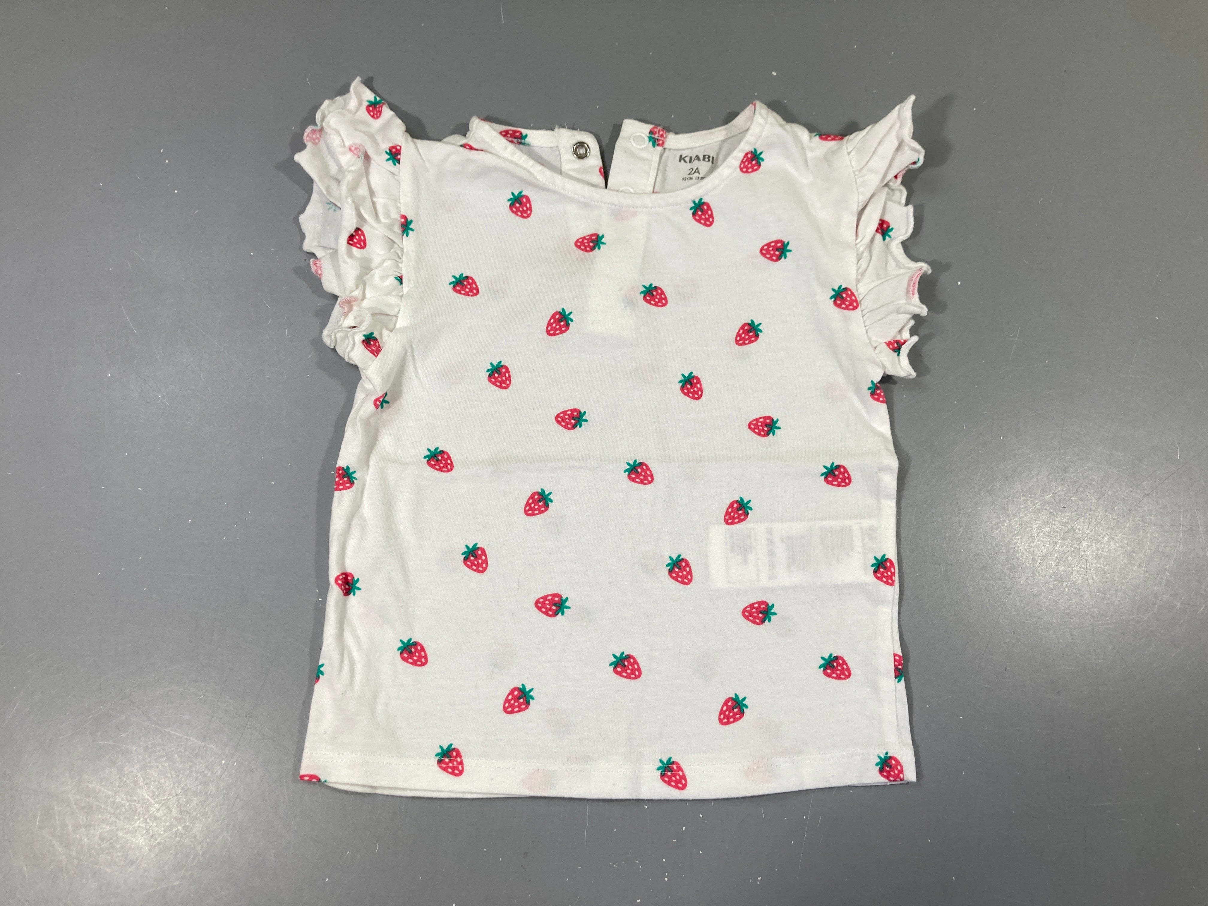 T-shirt m.c blanc fraises froufrou épaules