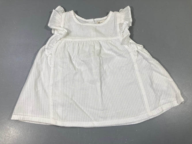 Blouse s.m blanche lignée froufrou épaule, moins cher chez Petit Kiwi