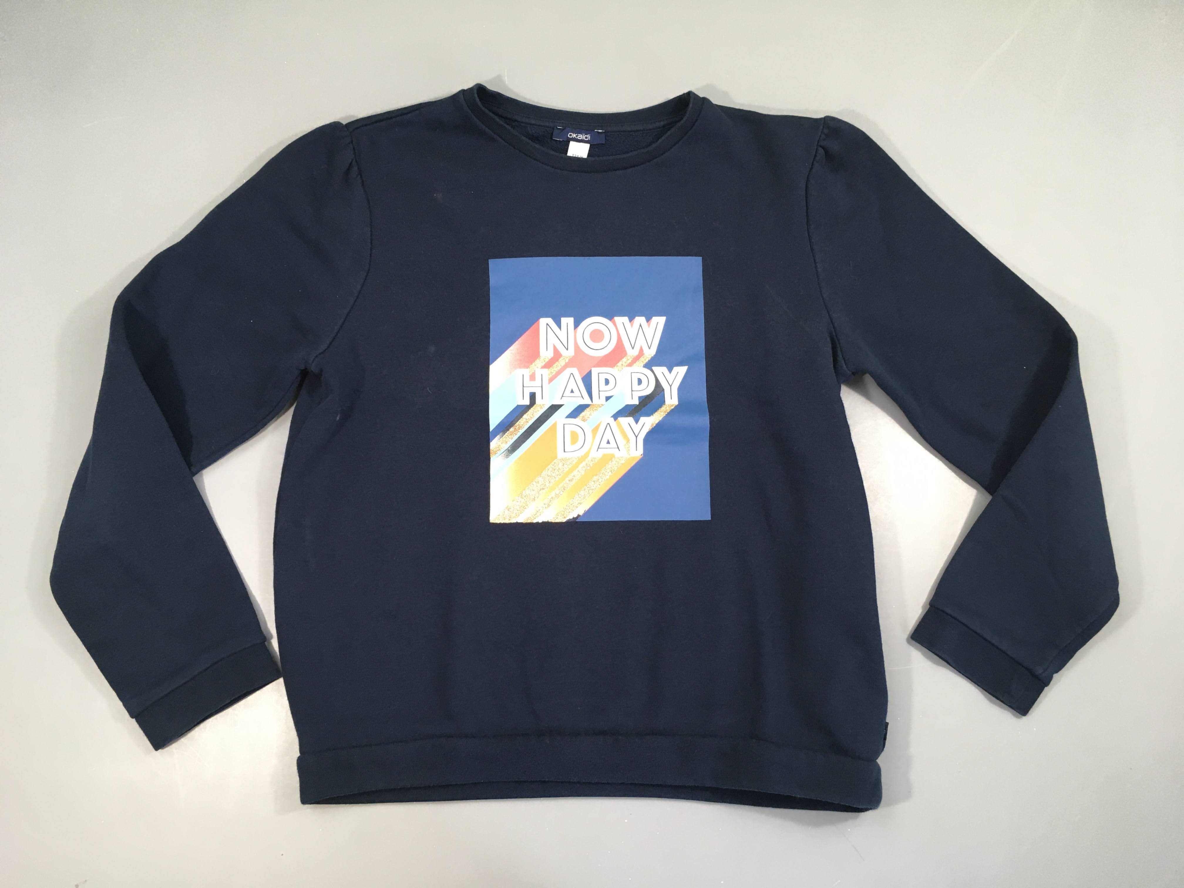 Sweat bleu foncé now happy