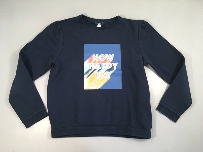 Sweat bleu foncé now happy, moins cher chez Petit Kiwi