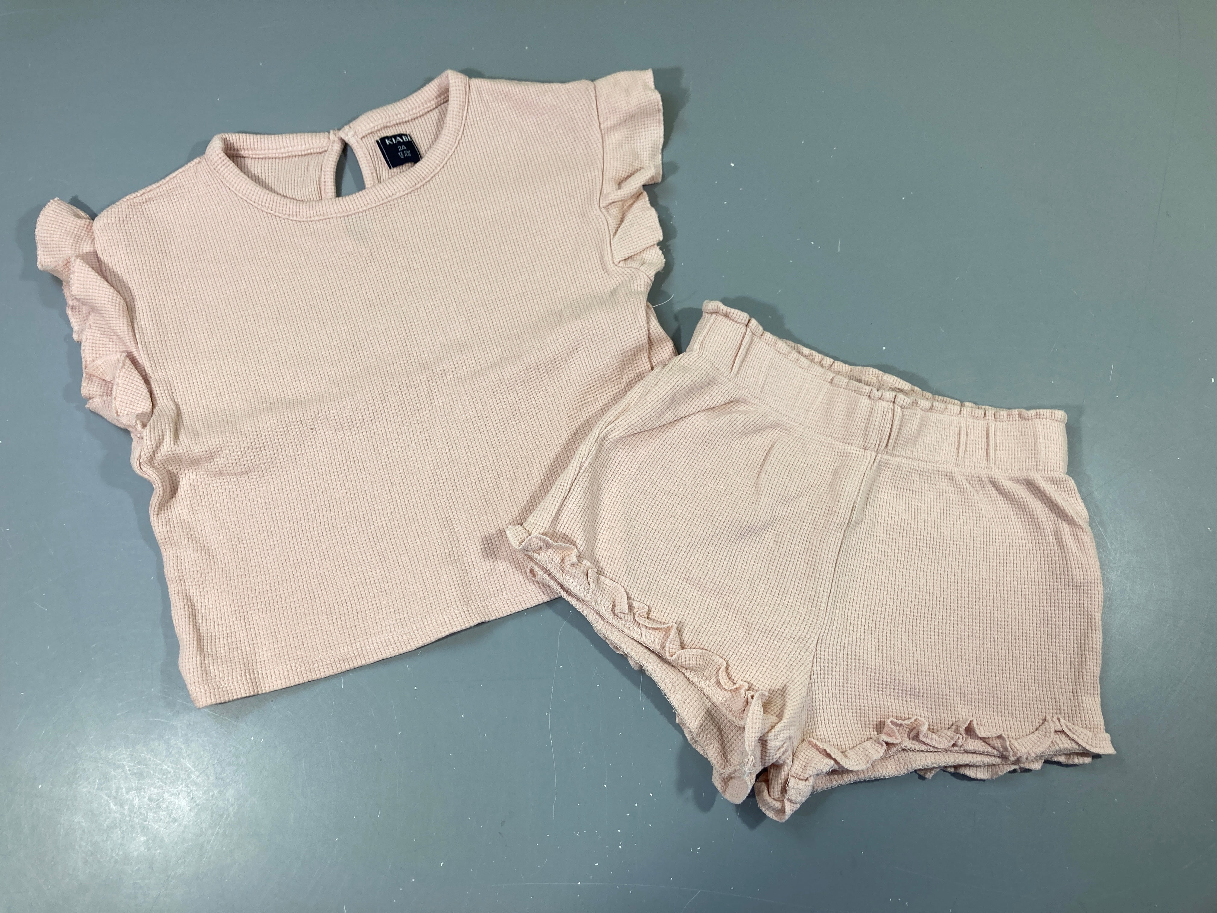 Pyjashort 2pcs jersey texturé rose pâle