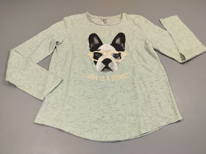 T-shirt m.l bleu flammé, tête de chien à lunette, moins cher chez Petit Kiwi