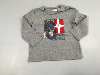 T-shirt m.l gris drapeau  légèrement bouloché