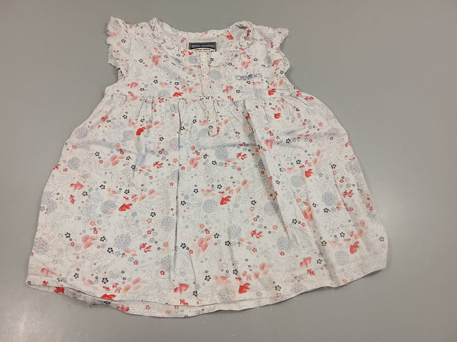 Robe m.c Creeks blanche à motifs bleu, rose, moins cher chez Petit Kiwi