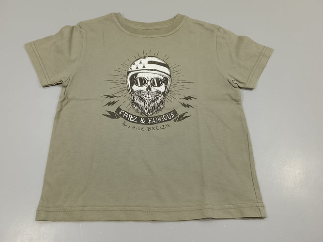 T-shirt m.c  A l'aise Breizh kaki , tête de motard "Farz & Furious", moins cher chez Petit Kiwi