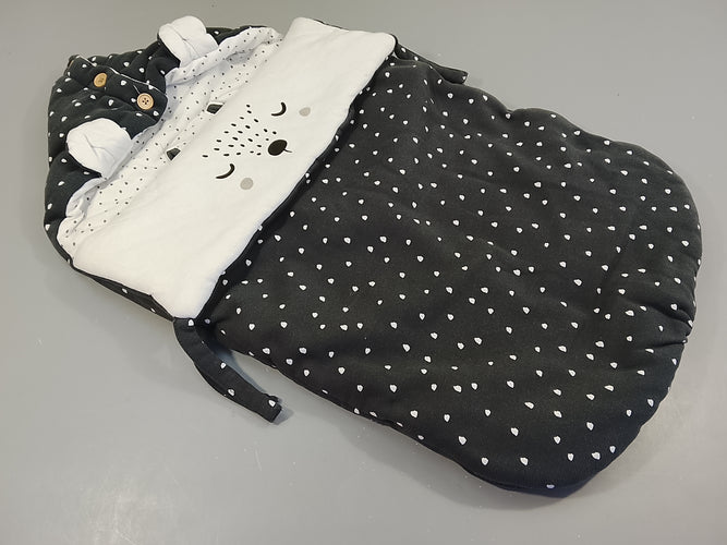 Nid d'ange  anthracite tacheté blanc, tête de renard (89cm), moins cher chez Petit Kiwi