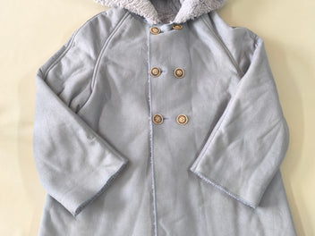 Veste grise à capuche effet peau de pêche doublée velours softy