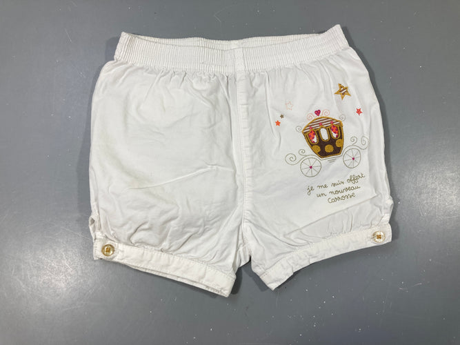 Short coton blanc Carosse, moins cher chez Petit Kiwi