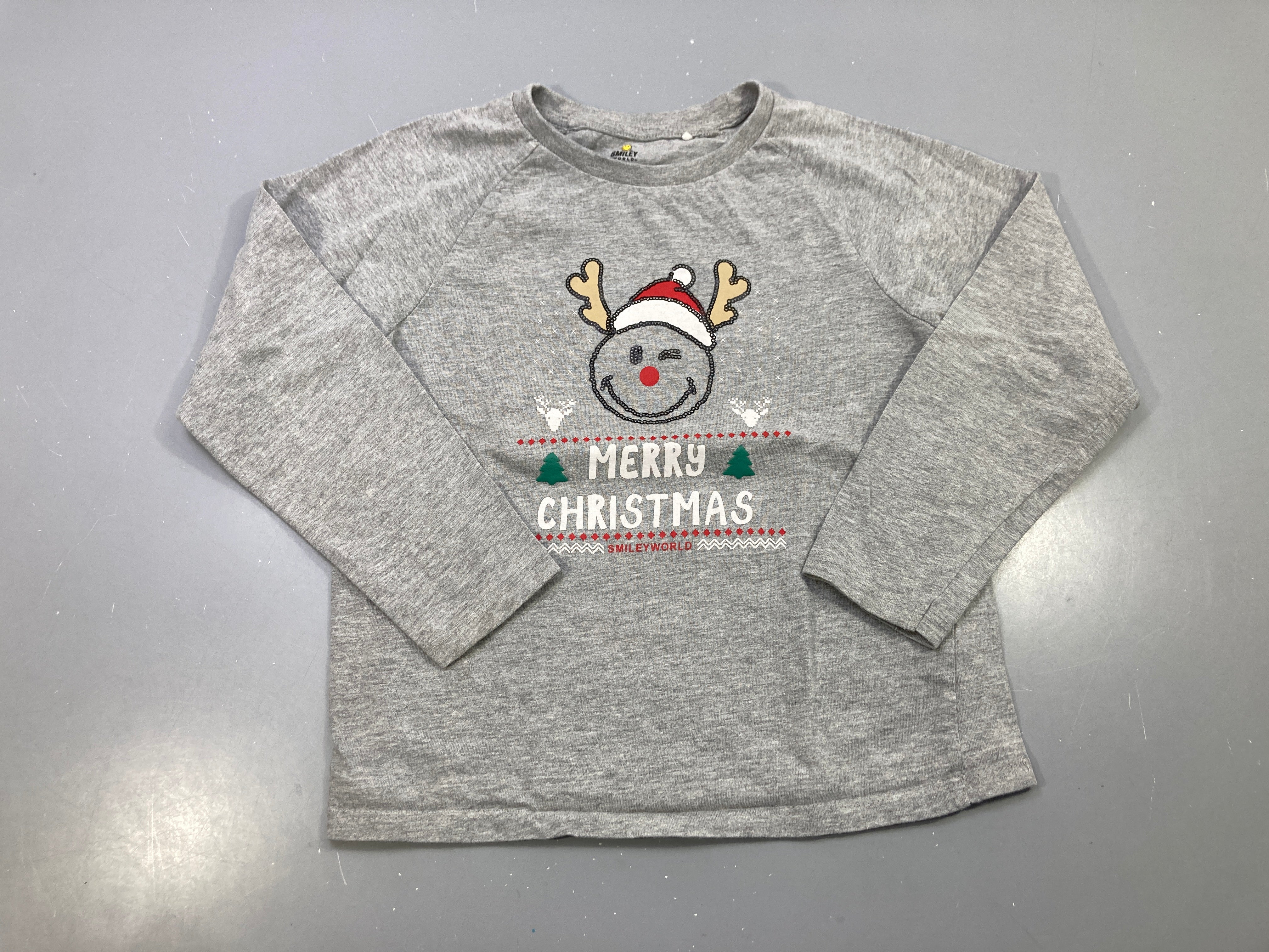 T-shirt m.l gris chiné Merr.y Christmas, s.miley renne sequins