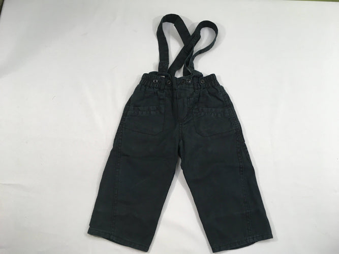 Pantalon noir grisé flammé à bretelles amovibles, moins cher chez Petit Kiwi