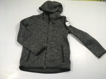Sweat zippé à capuche gris foncé chiné