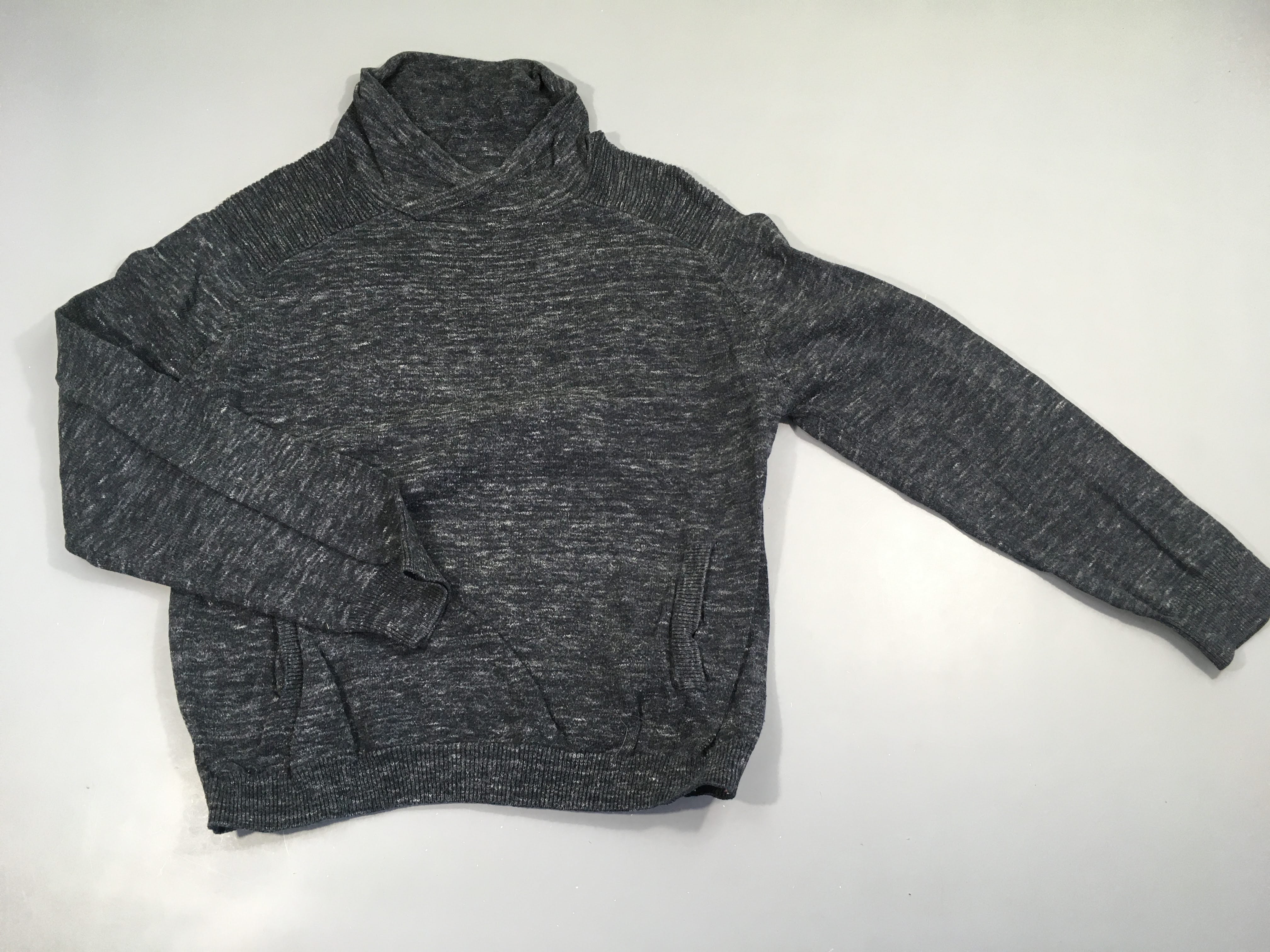 Sweat col montant gris foncé chiné