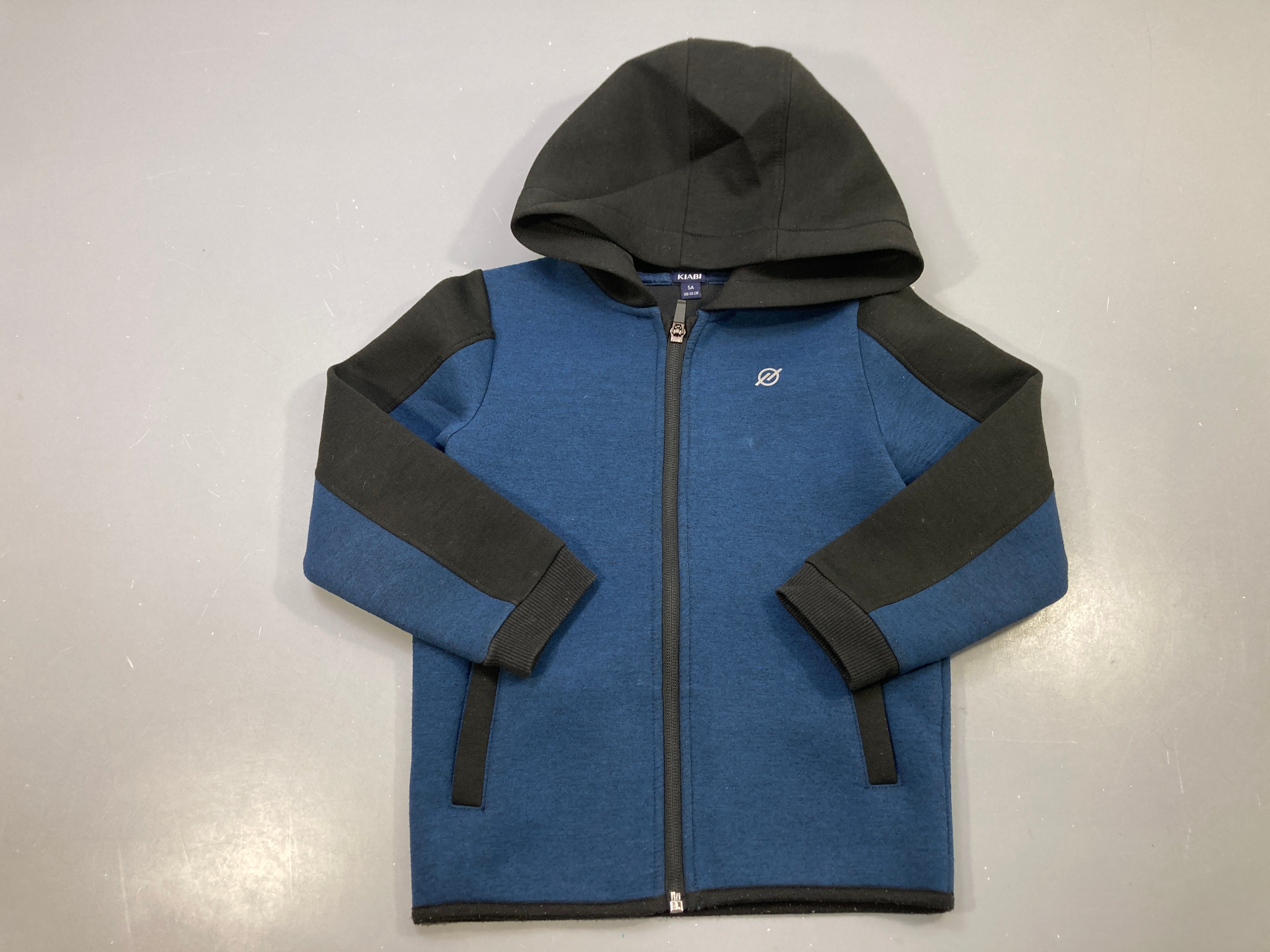 Sweat softshell zippé capuche bleu marine et noir