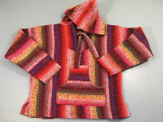 Veste à capuche tissé multicolore, bouloché, moins cher chez Petit Kiwi