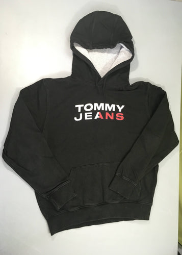 Sweat à capuche noir, Tommy Jeans-Légèrement délavé aux coutures, moins cher chez Petit Kiwi