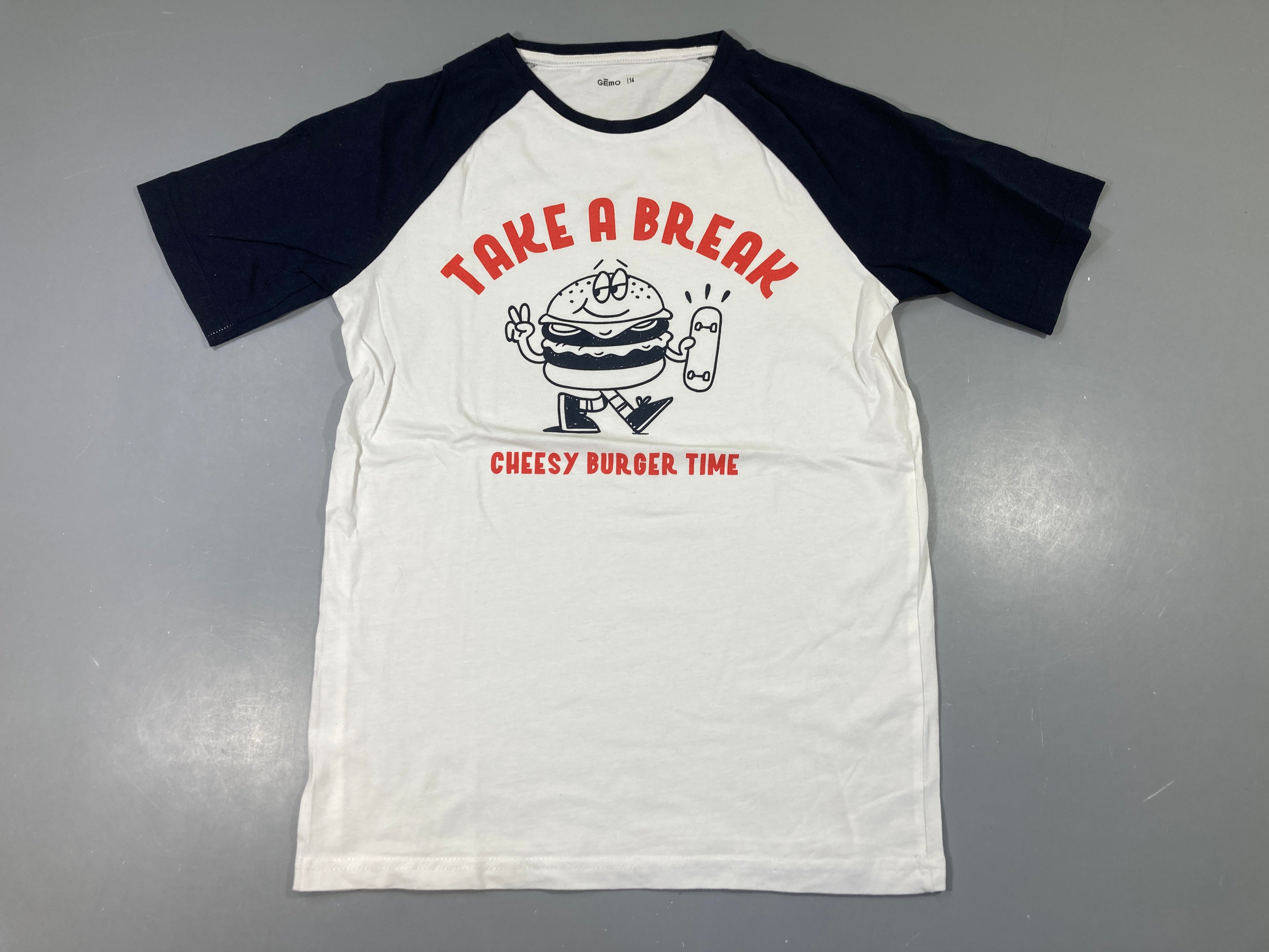 T-shirt m.c blanc-bleu Take a break