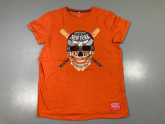 T-shirt m.c orange tête de mort, moins cher chez Petit Kiwi