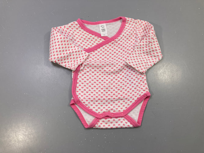 Body m.l blanc coeurs roses, moins cher chez Petit Kiwi
