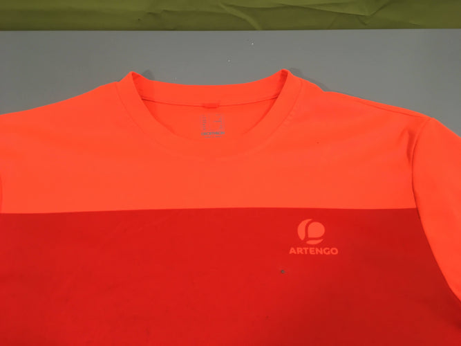 T-shirt m.c orange néon Artengo, col se découd, moins cher chez Petit Kiwi