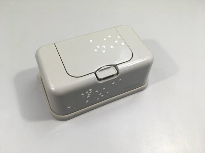 Funkybox Boite à lingette hulides, gris étoiles, plastique un peu matifié, moins cher chez Petit Kiwi