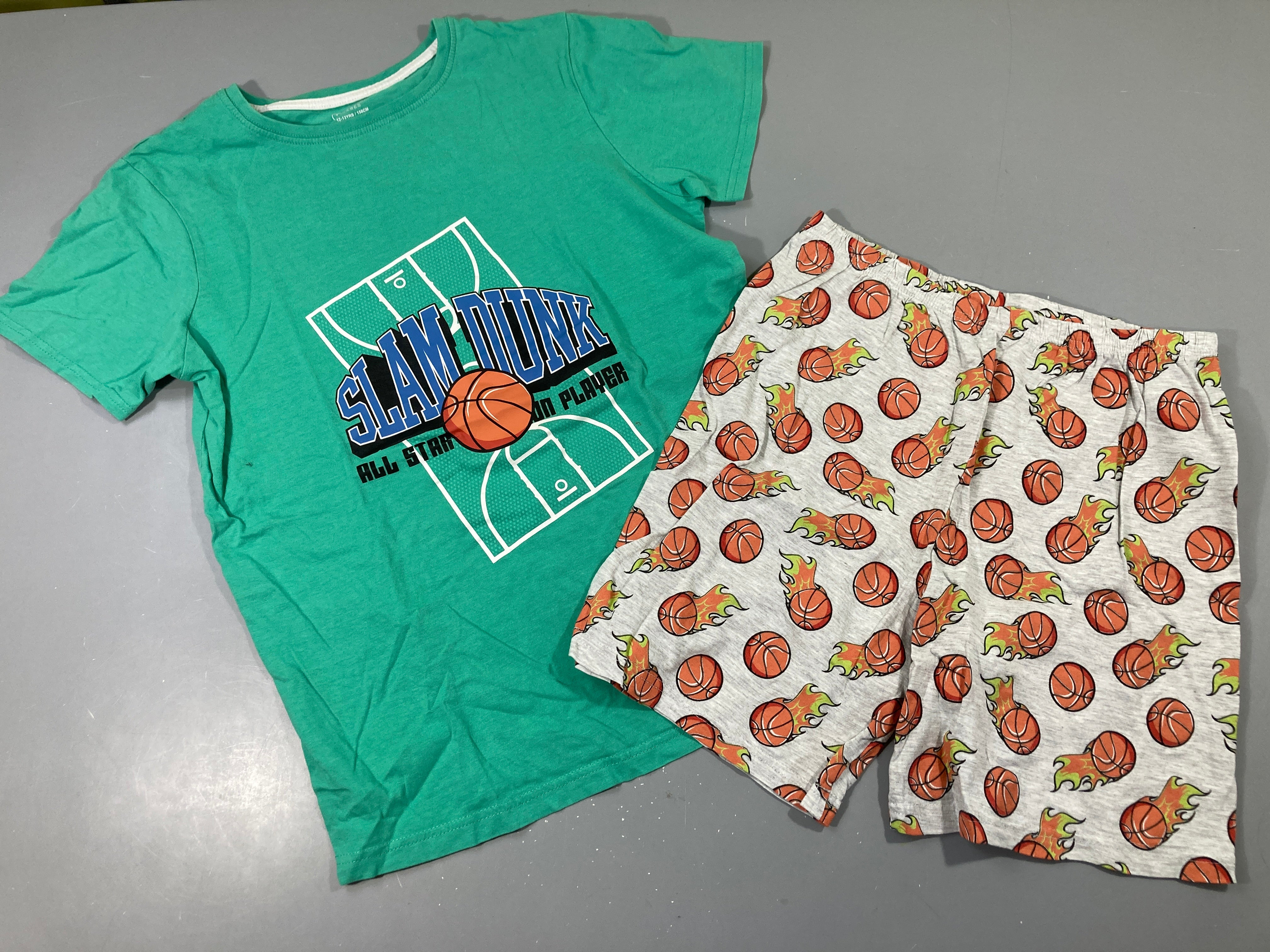 Pyjashort 2pcs jersey vert-gris BasketBall