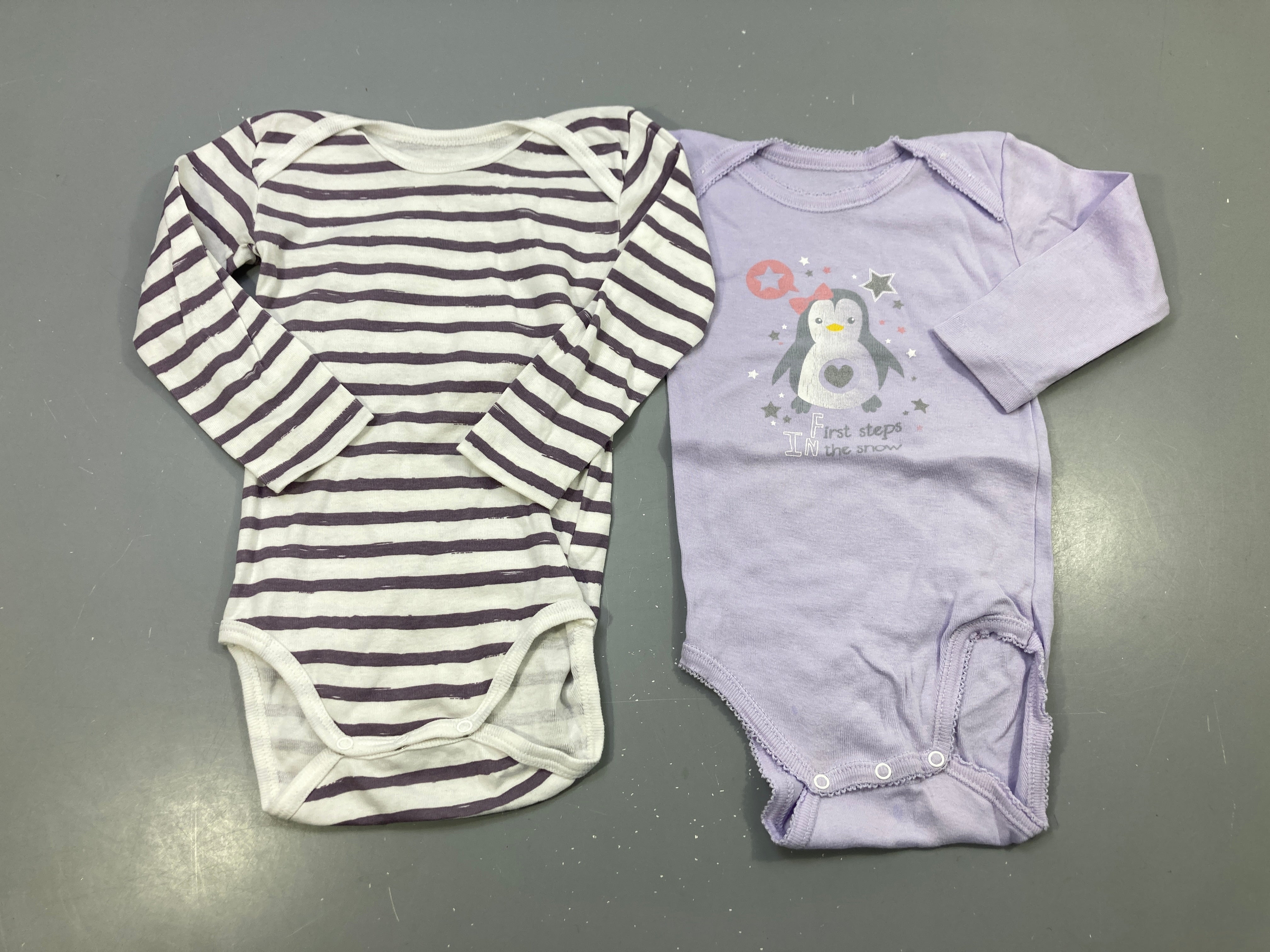 2 Body m.l blanc rayé parme/parme