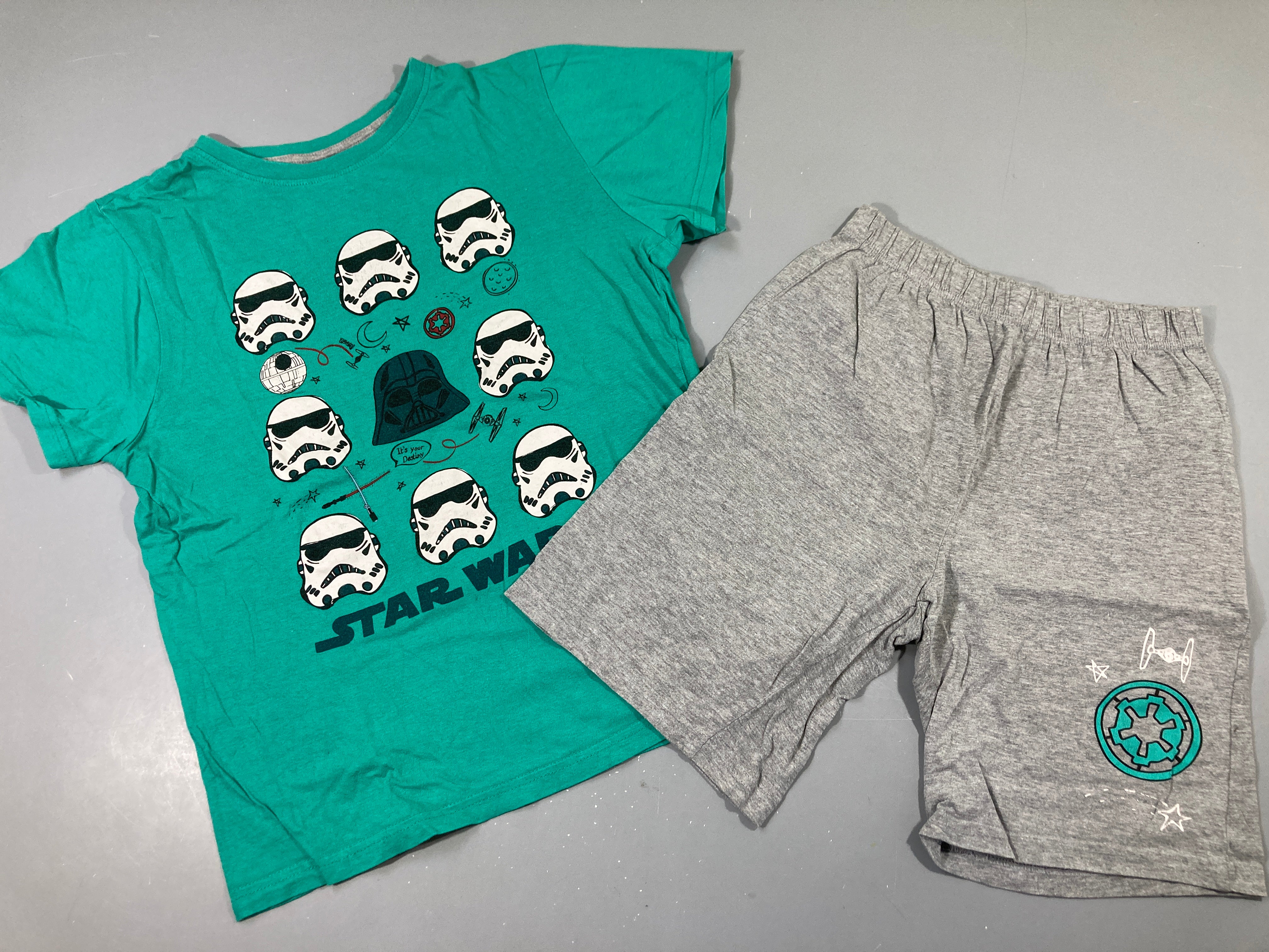 Pyjashort 2pcs jersey vert-gris StarWars Bouloché