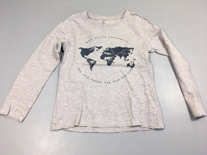 T-shirt m.l gris clair, motif monde, moins cher chez Petit Kiwi
