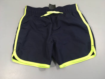 Maillot short bleu marine , détails jaune fluo