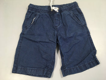 Bermuda bleu marine, petites rayures blanches , cordon taille