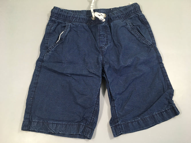 Bermuda bleu marine, petites rayures blanches , cordon taille, moins cher chez Petit Kiwi
