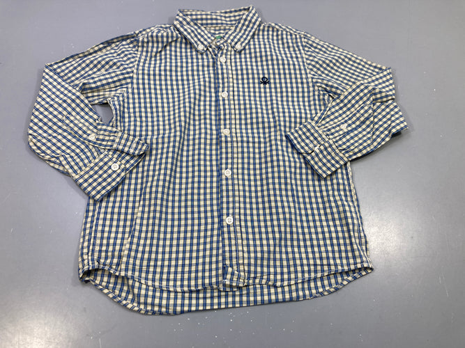 Chemise m.l à carreaux bleu, jaune , blanc, moins cher chez Petit Kiwi