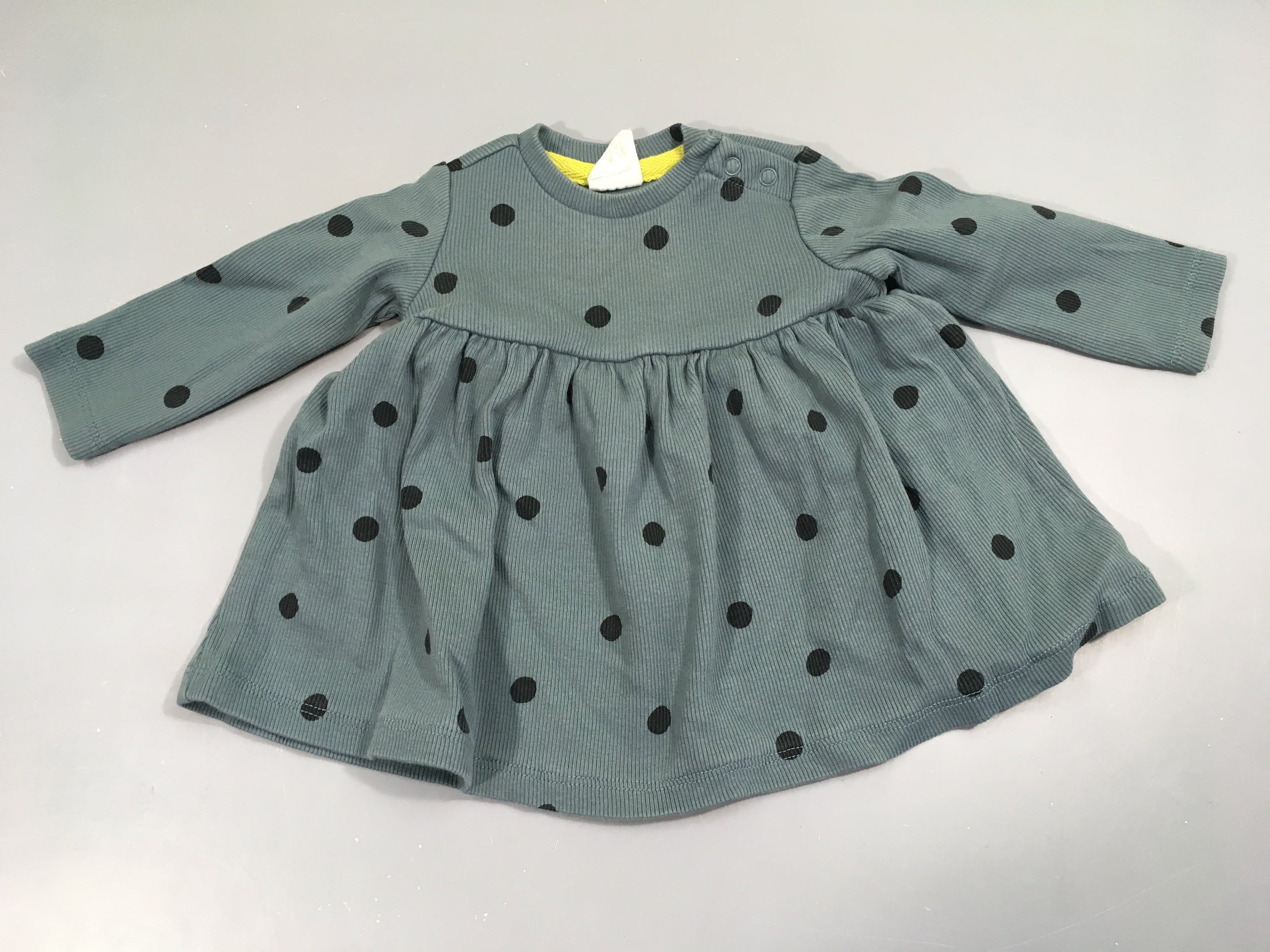 Robe m.l bleu à pois noirs