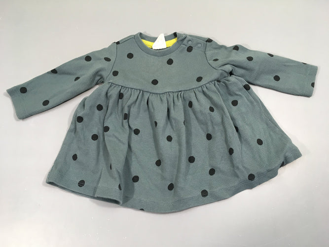 Robe m.l bleu à pois noirs, moins cher chez Petit Kiwi