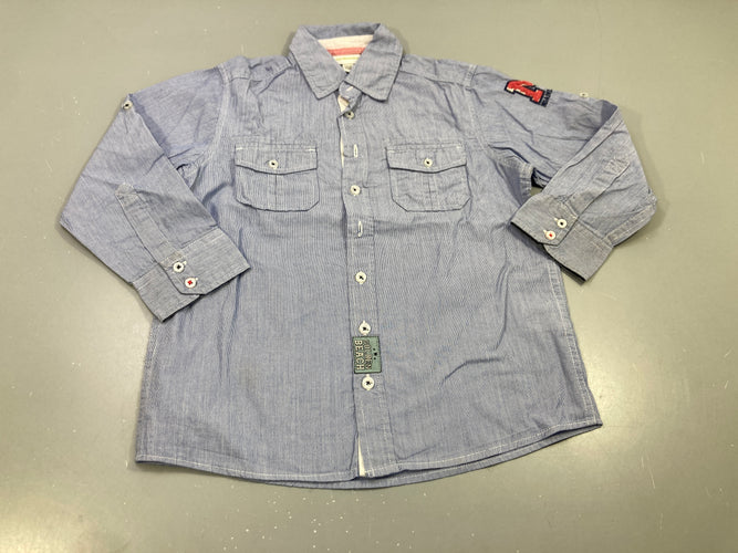 Chemise m.l rayé bleu clair, blanc, moins cher chez Petit Kiwi