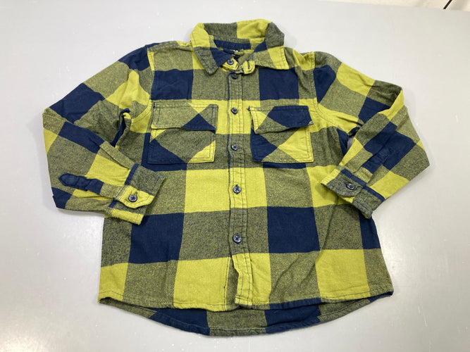 Chemise m.l à carreaux bleu marine vert ,légèrement bouloché, moins cher chez Petit Kiwi