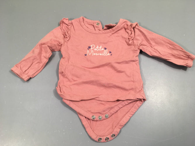 T-shirt body m.l rose volants, petite merveille, moins cher chez Petit Kiwi