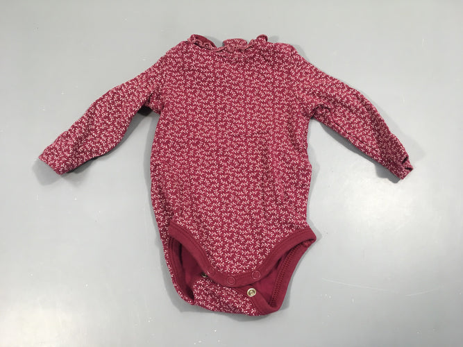 Body m.l bordeaux motifs blancs, moins cher chez Petit Kiwi