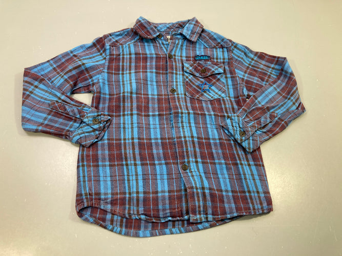 Chemise m.l bleu à carreaux bordeaux, moins cher chez Petit Kiwi